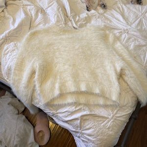White fuzzy sweater